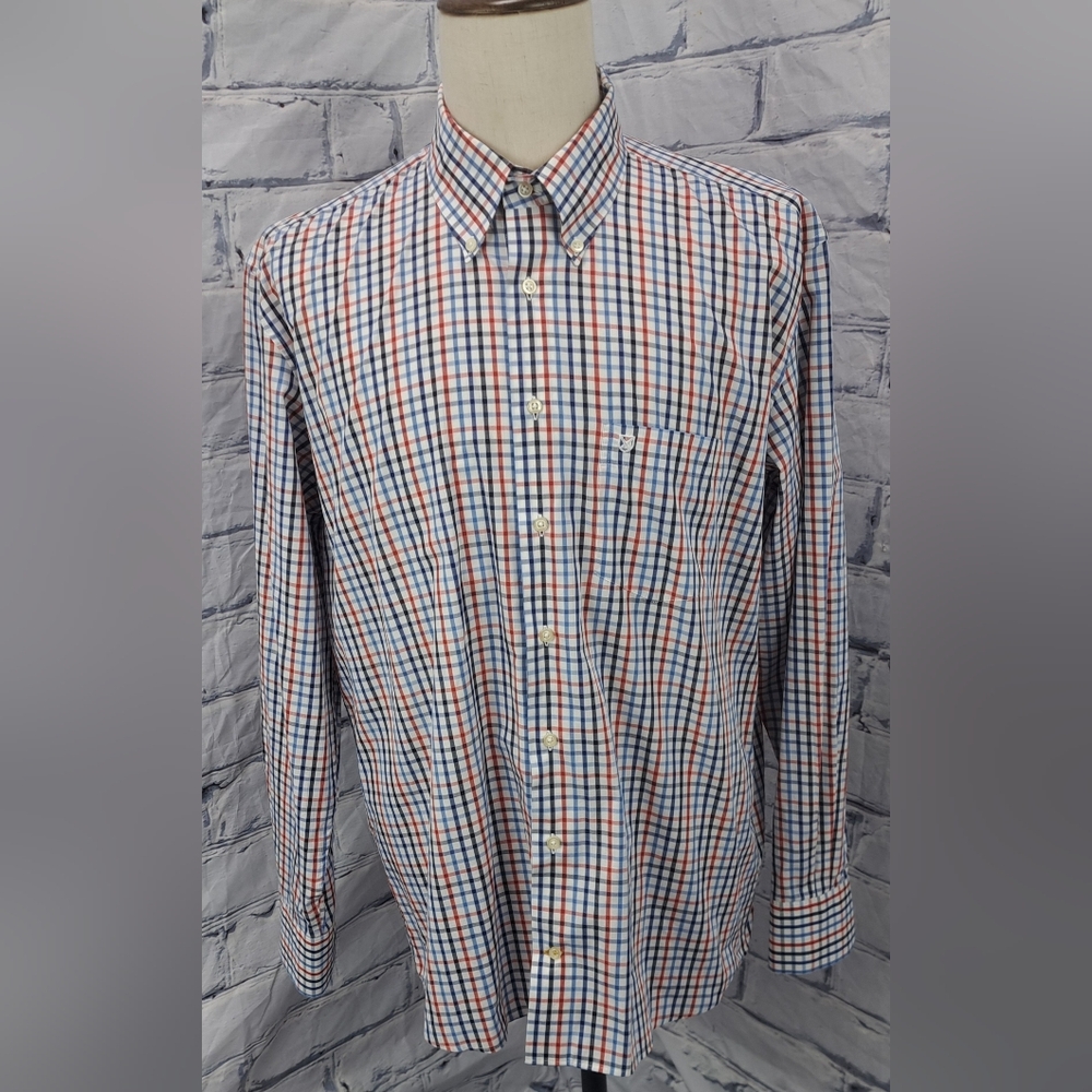 Barbour Men's Button Down Shirt Red Blue Check Bowburn Large - Picture 13 of 16